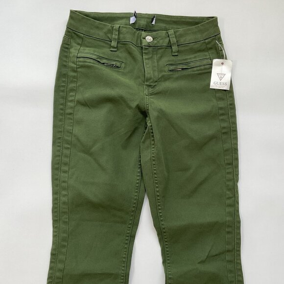 Guess Women’s Athletic Zip Skinny Jean In Olive Ankle Zip Cropped Leg Size 27 - Picture 4 of 13